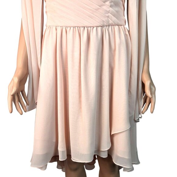 Affairs by Mori Lee Madeline Gardner Blush Pink Peach Strapless Chiffon Layered - Picture 3 of 15